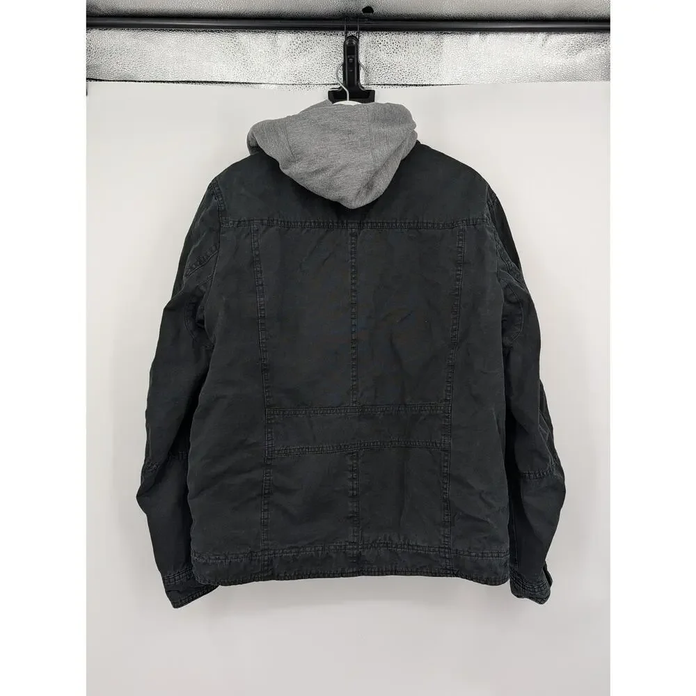 Levi's Sherpa Lined Men's Jacket Small Removable Gray Hood Utility Chore Ranch - Picture 9 of 9